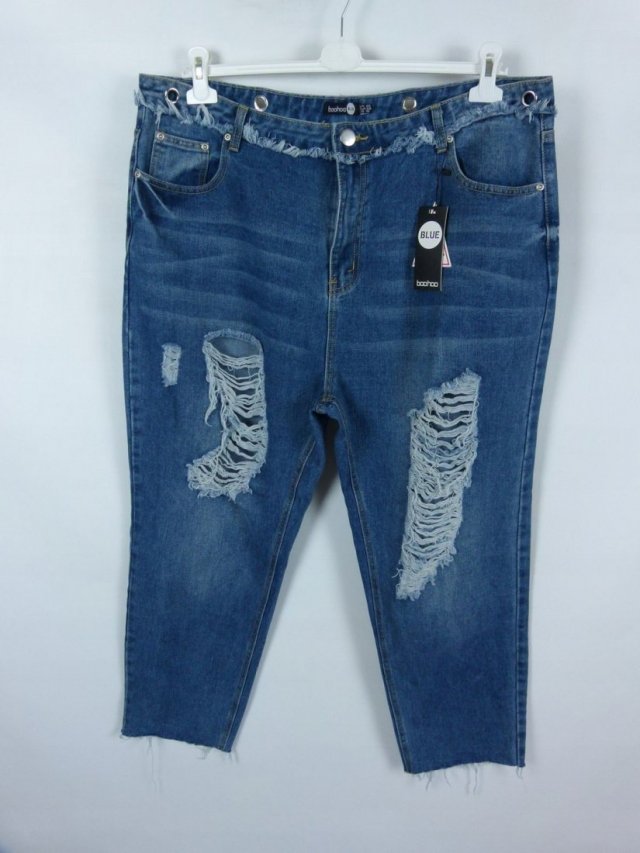 Boohoo Mid Blue spodnie jeans dziury 20 / 48 z metką