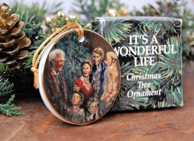 Zawieszka świąteczna, bombka, porcelana, lata 80, It's A Wonderful Life, Tomy Corporation USA