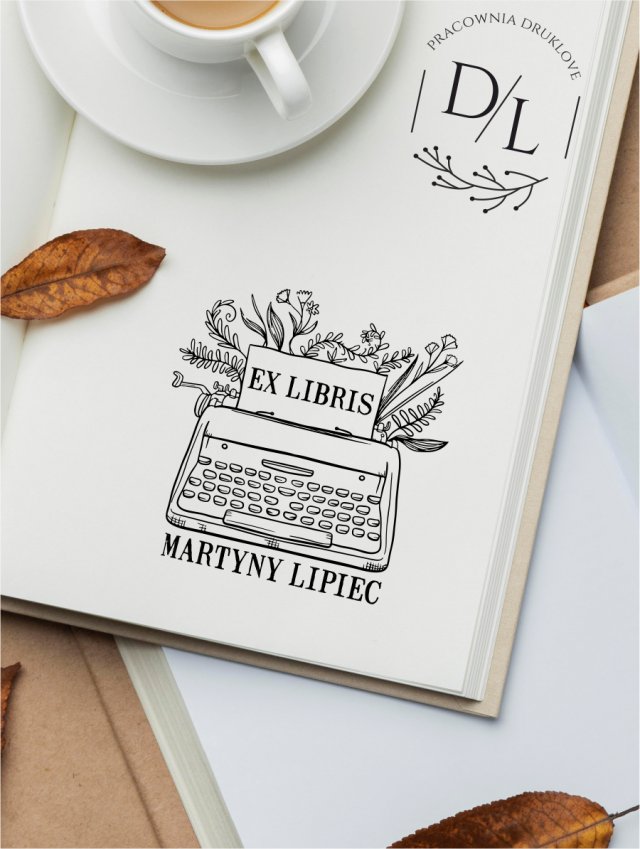 Stempel Ex Libris Exlibris personalizowany Maszyna do pisania 2