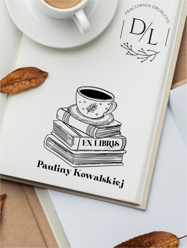 Stempel Ex Libris Exlibris personalizowany Mała czarna Kawa
