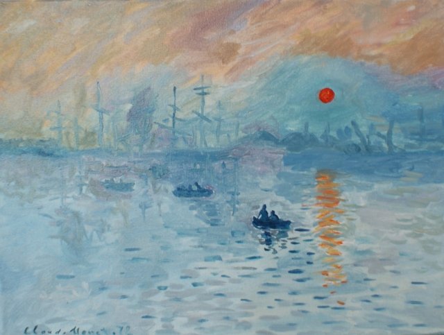 kolorowy obraz olejny do salonu Claude monet impresja wschodzącego słońca