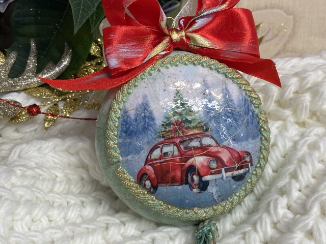 Bombka, bombki choinkowe, ręcznie robione decoupage