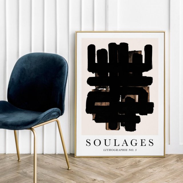 Plakat Soulages Lithographie no3 - format 40x50 cm