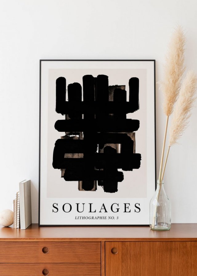 Plakat Soulages Lithographie no3 - format 50x70 cm