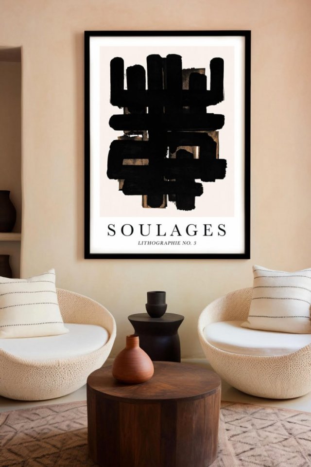 Plakat Soulages Lithographie no3 - format 61x91 cm