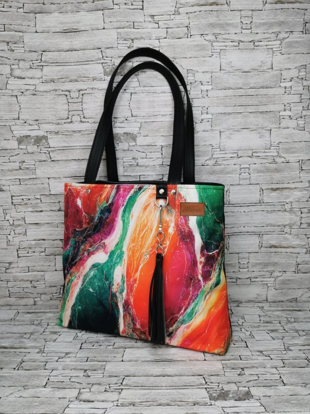 Torebka damska shopper bag torebka na ramię zamykana - abstrakcja