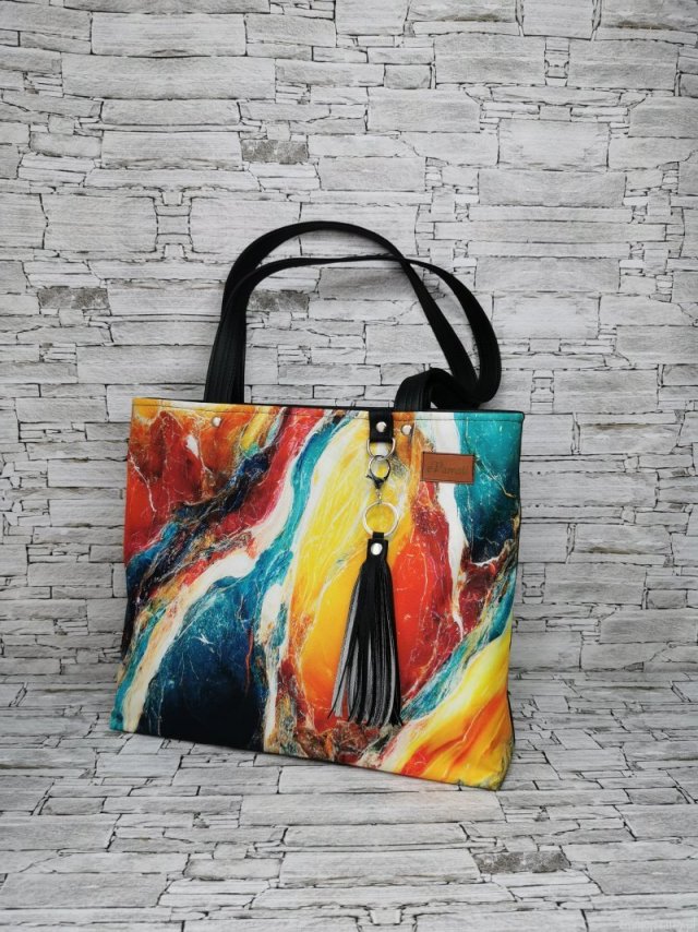 Torebka damska shopper bag torebka na ramię zamykana - abstrakcja 2