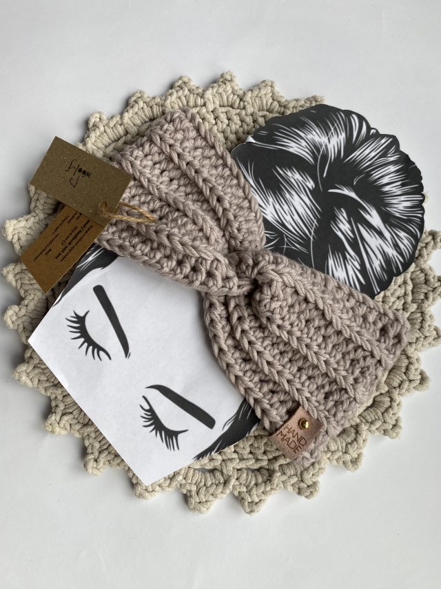 Opaska 100% wełna merino, kolor beżowy
