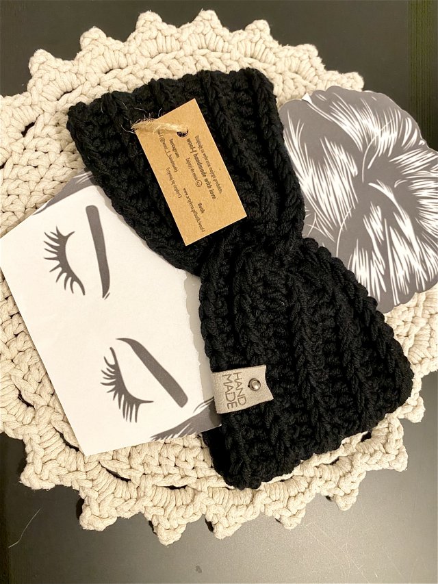 Opaska 100% wełna merino, kolor czarny