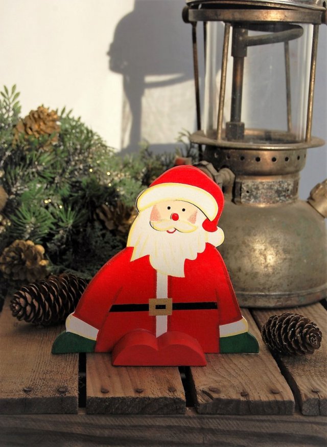 Święty Mikołaj, ozdoba drewniana vintage na okno