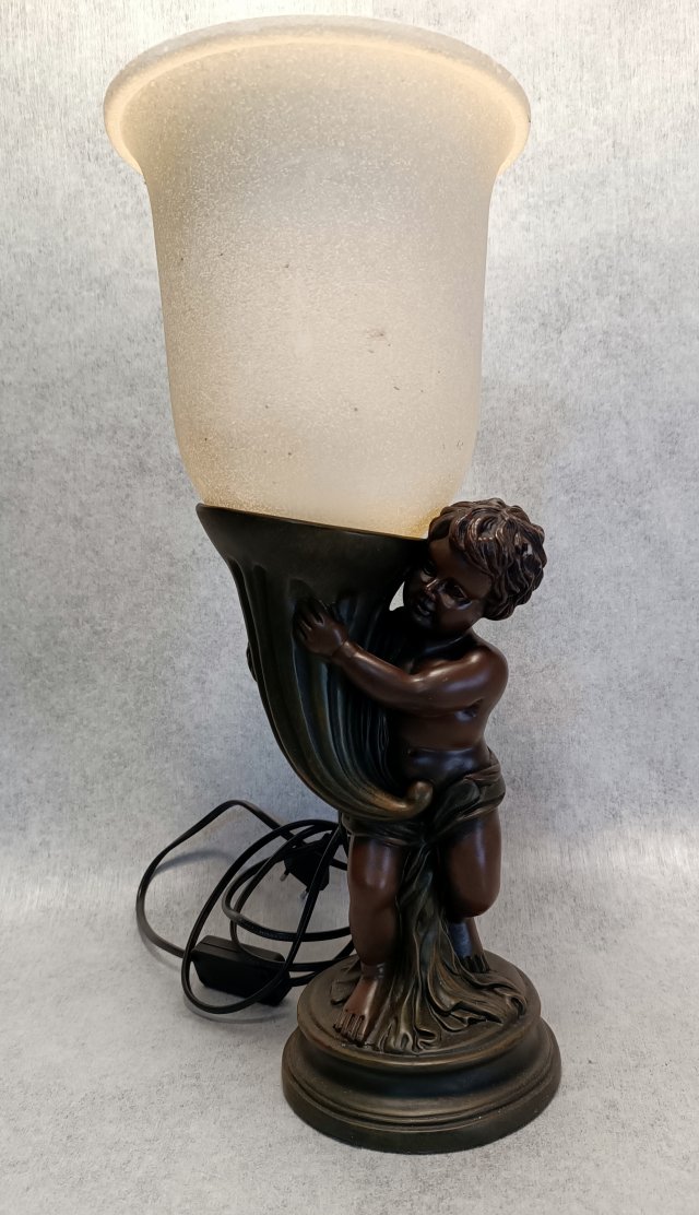 Lampa stołowa z Cherubinem - Putto, Amorek, Aniołek