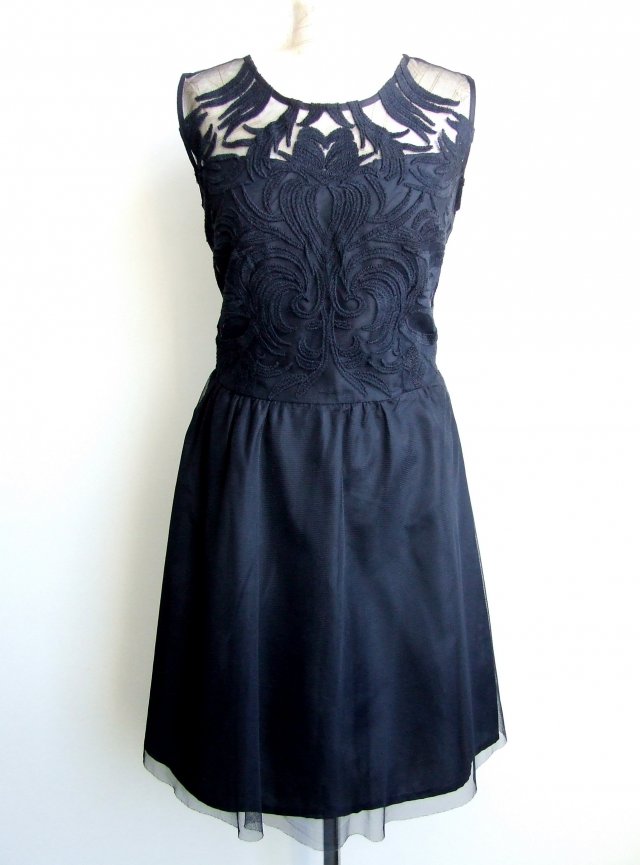 czarna sukienka z koronką, tiul, r. 38, mała czarna