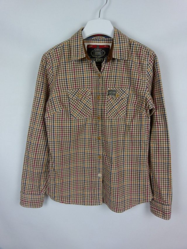 Superdry koszula w krateczkę bawełna kratka / L