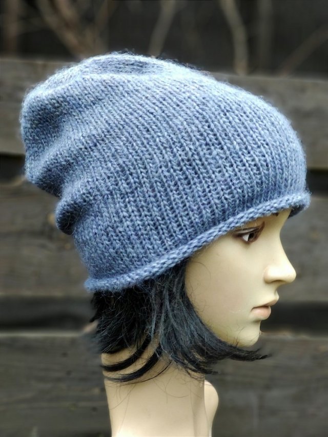 burzowe niebo/ beanie z jedwabiem