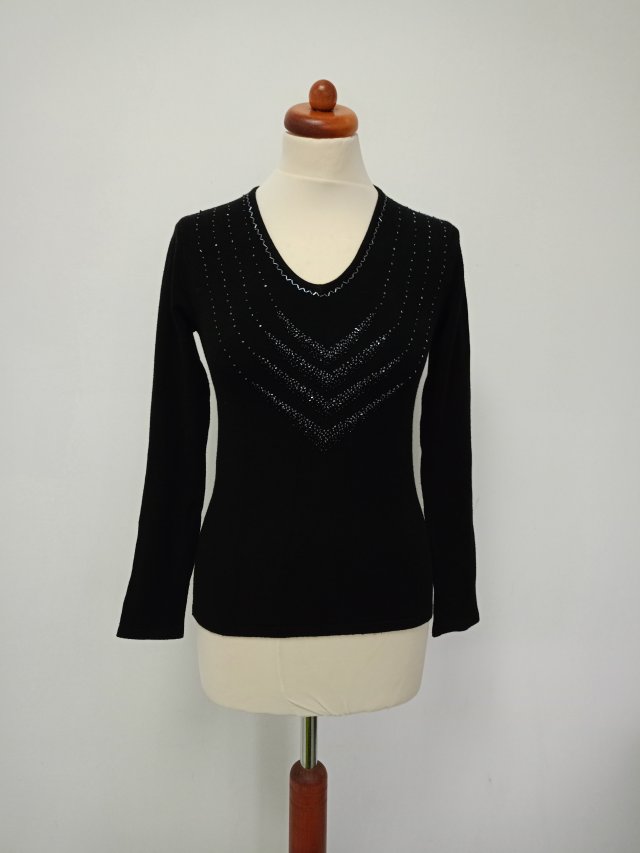 Elegancki czarny sweter sweterek S/M