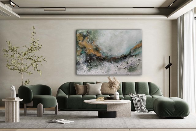 ABSTRAKCJA garden, wym. 70x100 cm Obraz strukturalny Ręcznie malowany