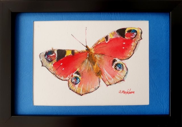 Obraz motyle owady Akwarela ręcznie malowana "Motyl" +rama
