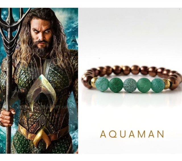 AQUAMAN bransoletka męska/ unisex- agat i hematyt