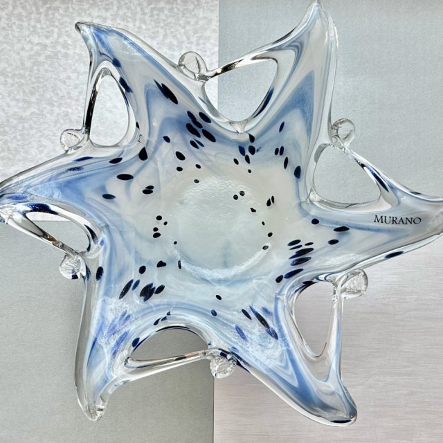 Beautiful Murano Italian Glass Abstract Star Center Bowl 35cm ❤ Szkło barwione w masie