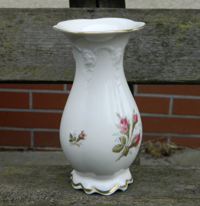 ROSENTHAL CLASSIC ROSE * wazon 18 cm * róże relief złocenie