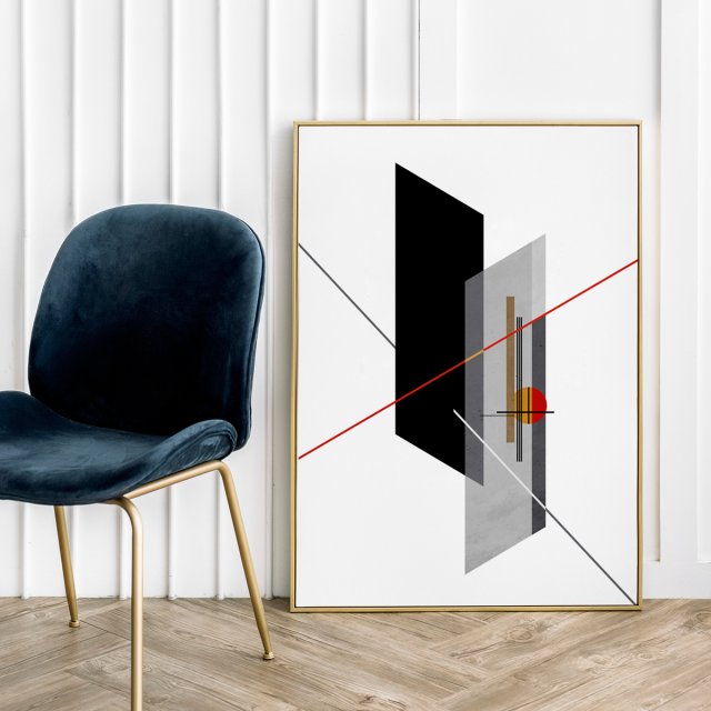 Plakat Geometria biało-szary - format 50x70 cm