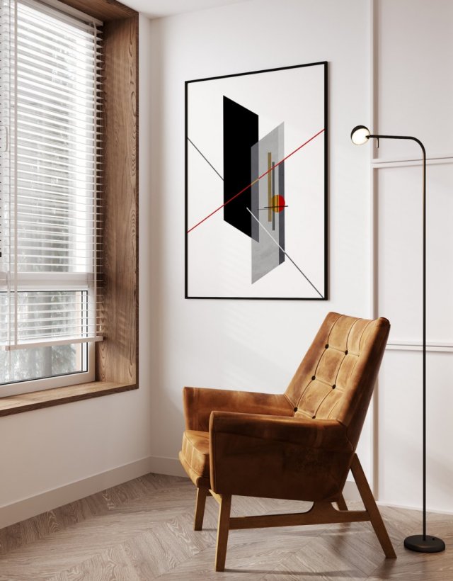 Plakat Geometria biało-szary - format 61x91 cm