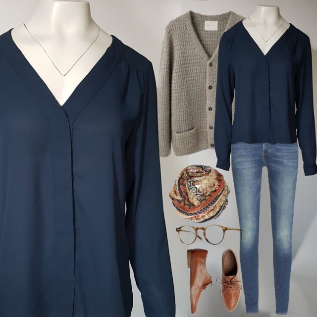 Bluzka koszulowa na guziki dekolt V długie rękawy VERO MODA R 38 M Hu90