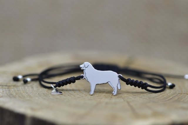 Berneński Pies pasterski - bransoletka z psem, srebro 925