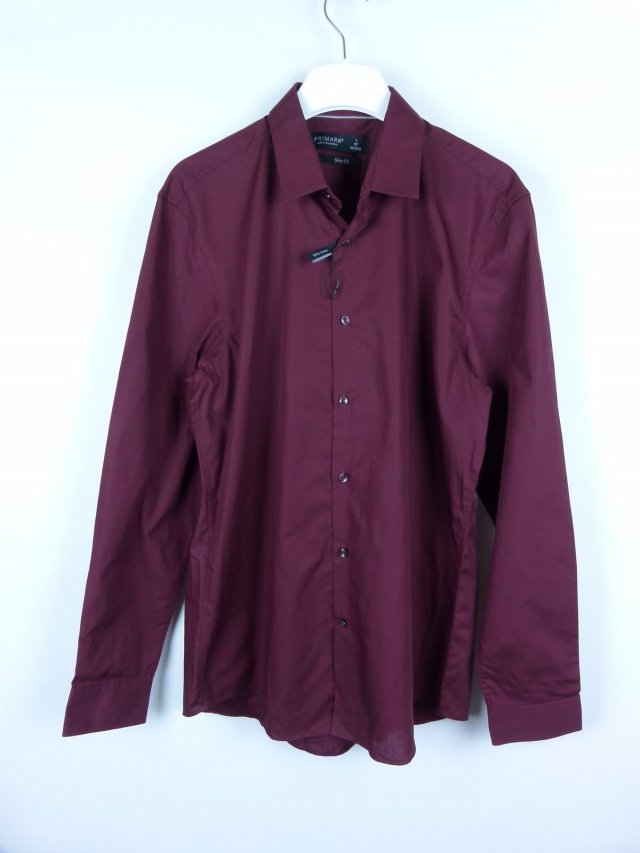 Primark koszula męska slim fit burgund / L- 16" z metką