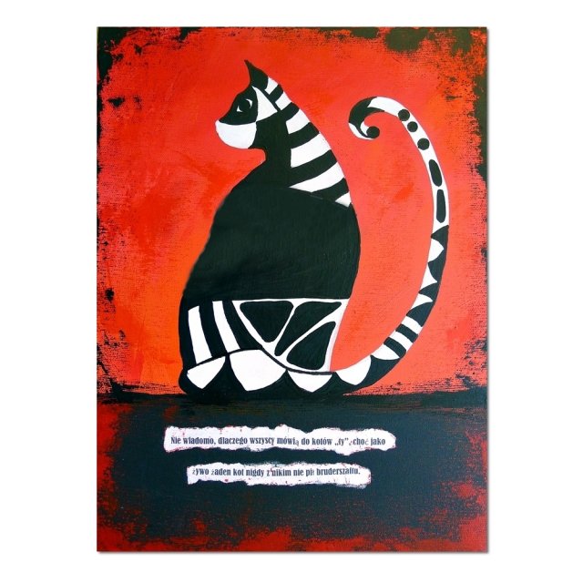 Kot Kotmistrz, obraz ręcznie malowany na płótnie 30/40 cm