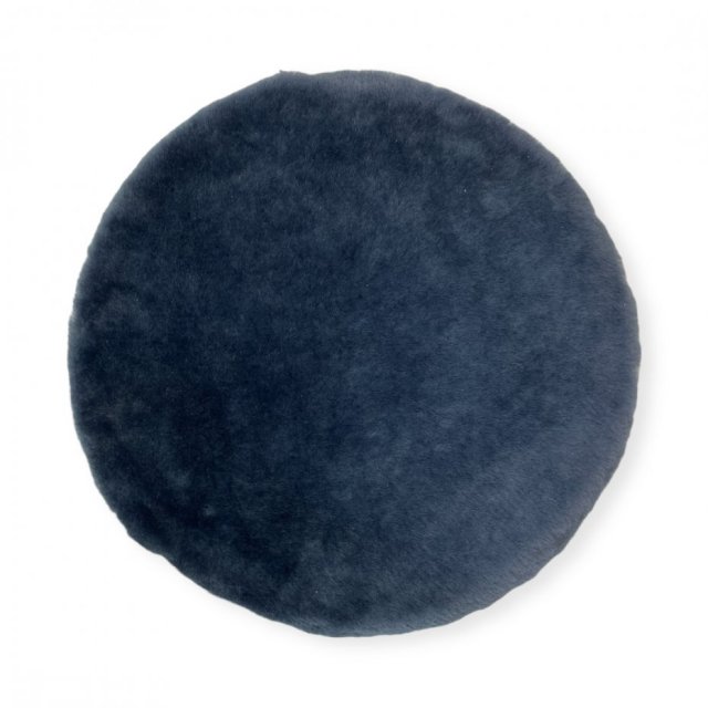 Poduszka dekoracyjna siedzisko okrągła niebieski wełniana skórzana naturalna