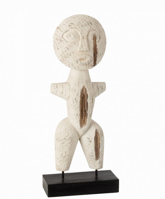 Figurka drewniana Primitivo 40cm drewno alabasia biała