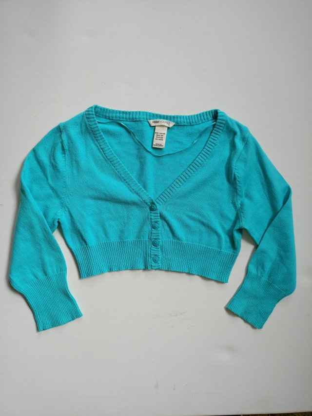 turkusowy sweterek dla dziewczynki 8-10 lat