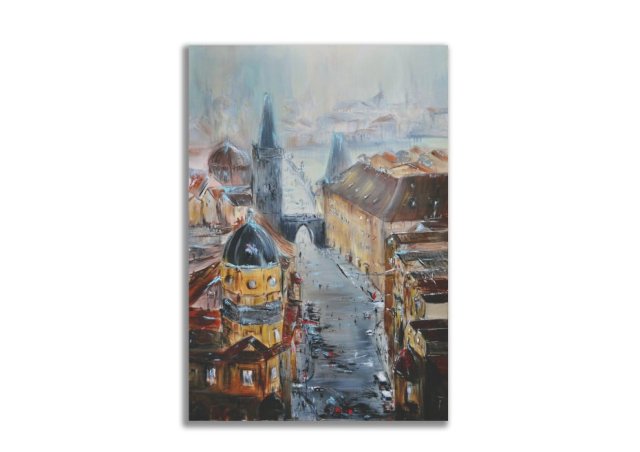 Obraz akrylowy. Oryginał. Ręcznie malowany. Praga. 70x100 cm