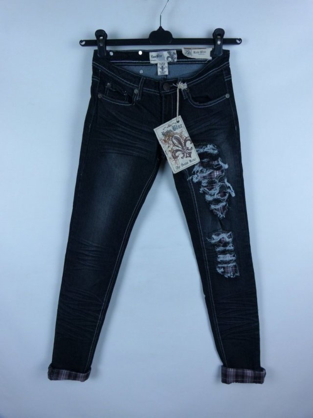 Raw Blue spodnie skinny jeans przetarcia / XS z metką