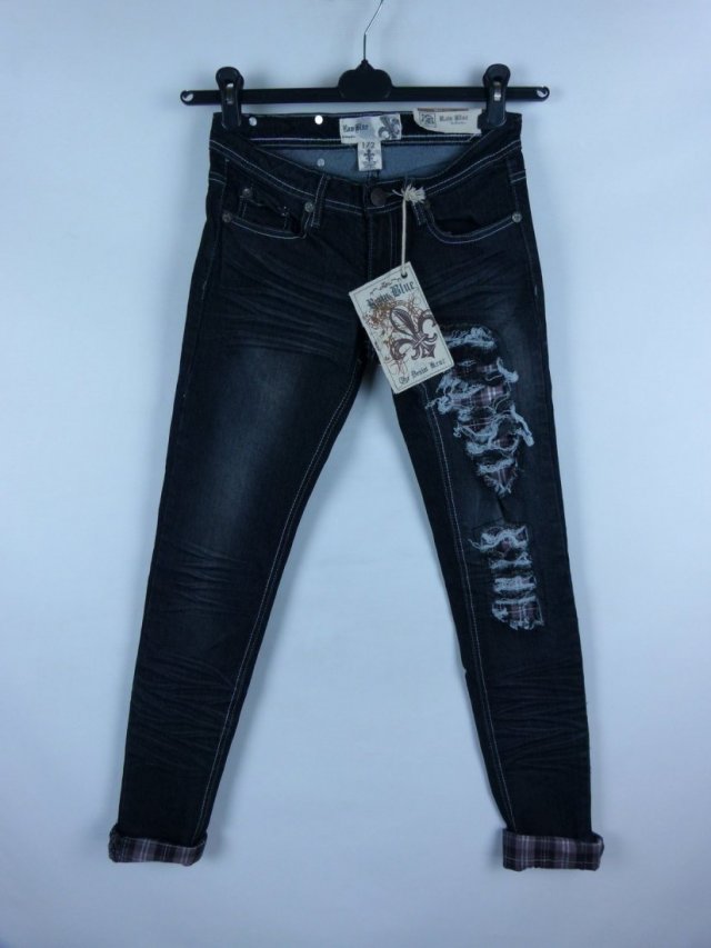 Raw Blue spodnie skinny jeans przetarcia / XXS z metką
