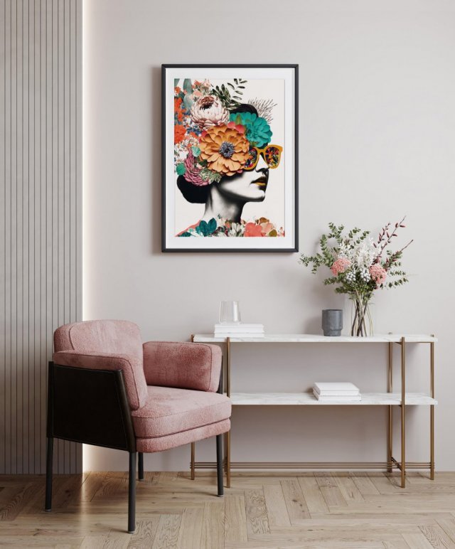 Plakat Dziewczyna kolaż portret kolor  - format 40x50 cm