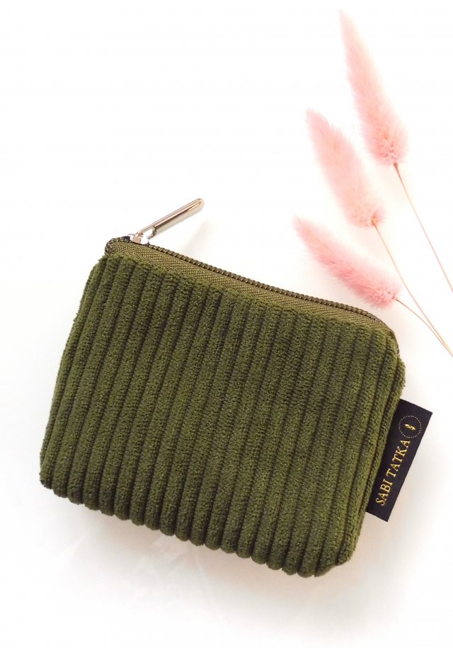 Portfel etui na karty ze sztruksu Khaki