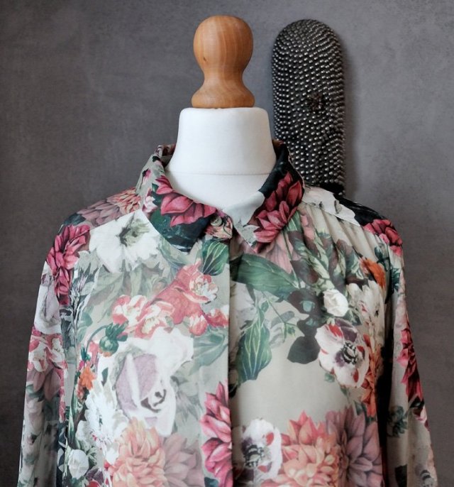 Szyfonowa długa tunika koszula floral XS S M