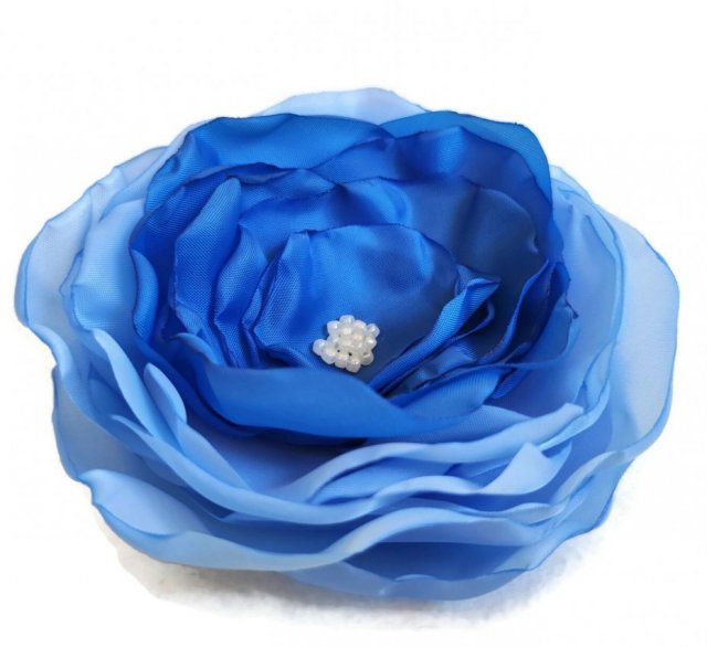 Duża broszka odcienie niebieskiego kwiatek kwiat 12cm