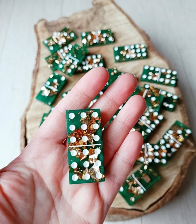 Unikatowe powiększone DOMINO z żywicy podwójne 9