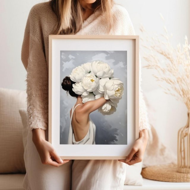 Plakat Dziewczyna kobieta portret kwiaty - format 40x50 cm