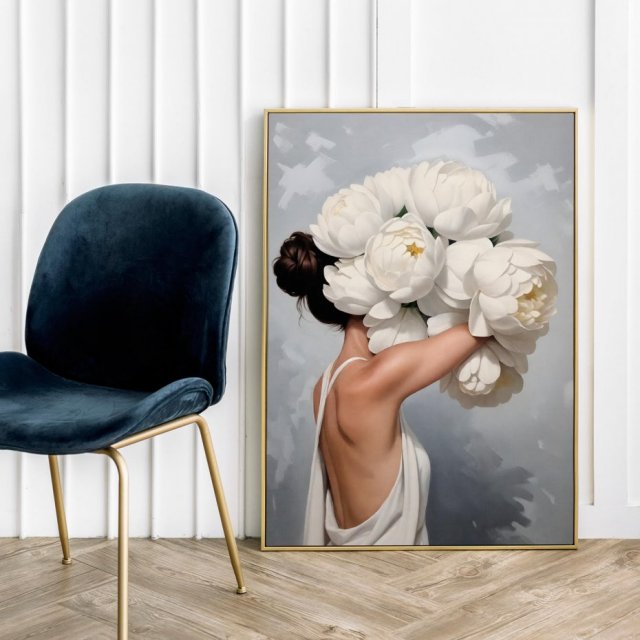 Plakat Dziewczyna kobieta portret kwiaty - format 50x70 cm