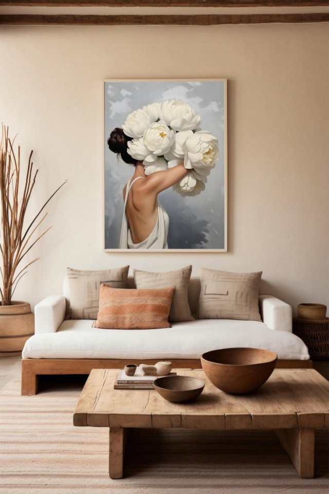 Plakat Dziewczyna kobieta portret kwiaty - format 61x91 cm