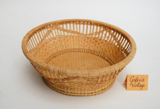 Koszyk pleciony, drewniany, bambusowy, beżowy, boho, vintage 16 cm