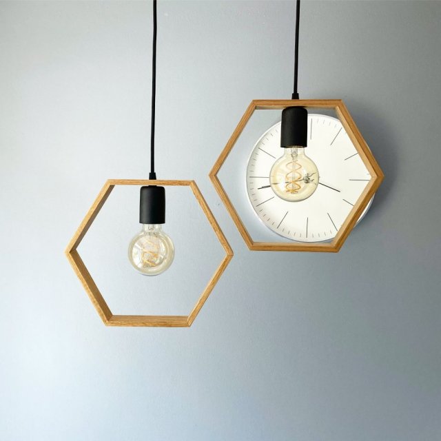 Lampa wisząca drewniana HEXAGON DUE