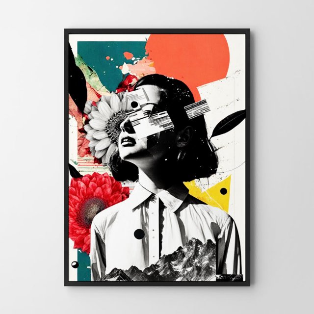 Plakat Dziewczyna kolaż portret kolorowy - format A4