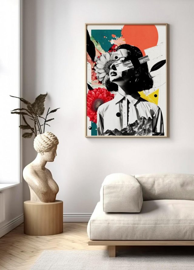 Plakat Dziewczyna kolaż portret kolorowy - format 40x50 cm