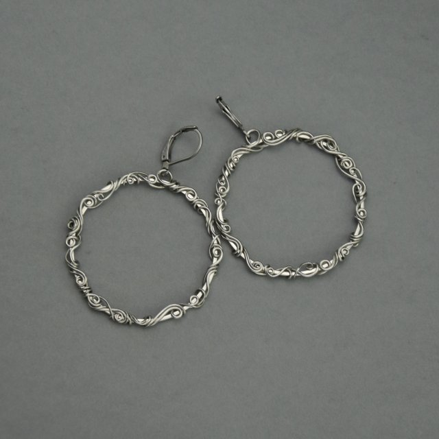 Kolczyki koła okrągłe, wire wrapping, stal chirurgiczna, kółka