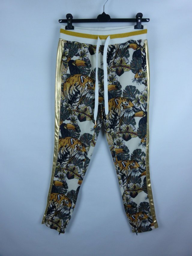 G-Style USA męskie spodnie dres złoty lampas kwiaty tygrys / S
